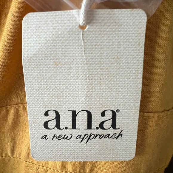 a.n.a. A New Approach Gold Button Up Linen Midi Blend Dress Size Medium NWT - Picture 9 of 11